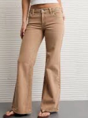Sincerely Jules Wide Leg Jeans in Tan low rise fit.(SKU717)